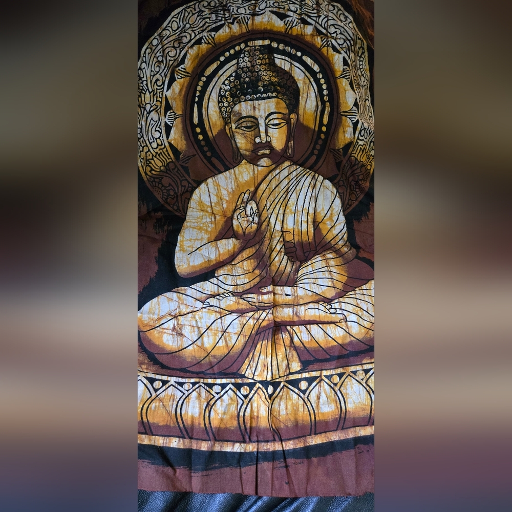 Buddha brown & gold Indian batik 22"x32" - Picture 6 of 6